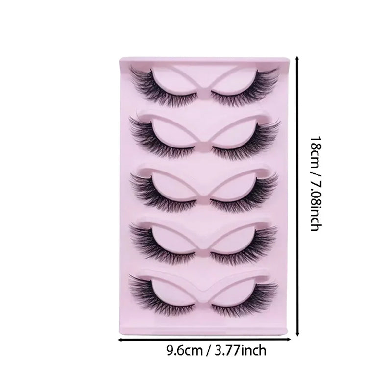 15Pairs Cat Eye Eyelashes 3D Natural False Lashes Fluffy Soft Cross Clear Band Lashes Manga Lashes Wispy Eyelash Makeup