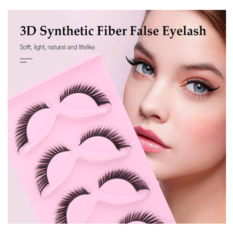 15Pairs Cat Eye Eyelashes 3D Natural False Lashes Fluffy Soft Cross Clear Band Lashes Manga Lashes Wispy Eyelash Makeup