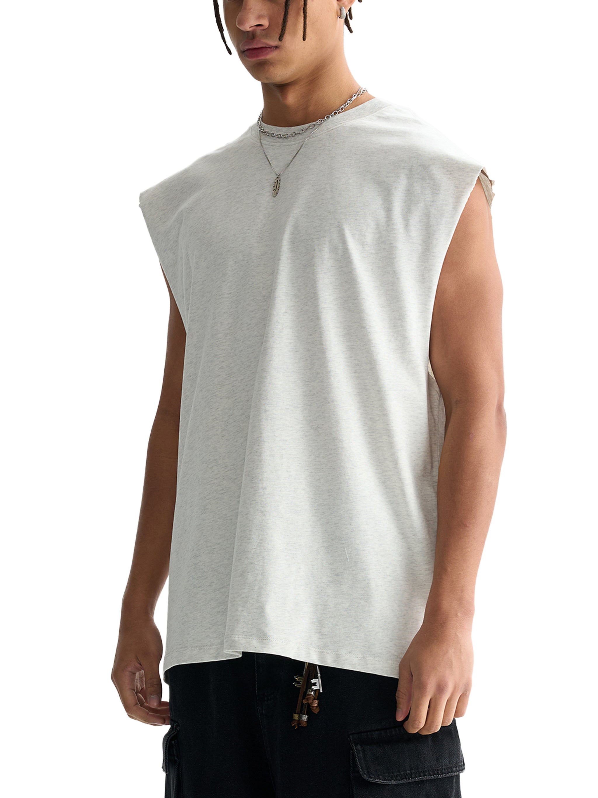 Raw Edge Cotton Tank Top