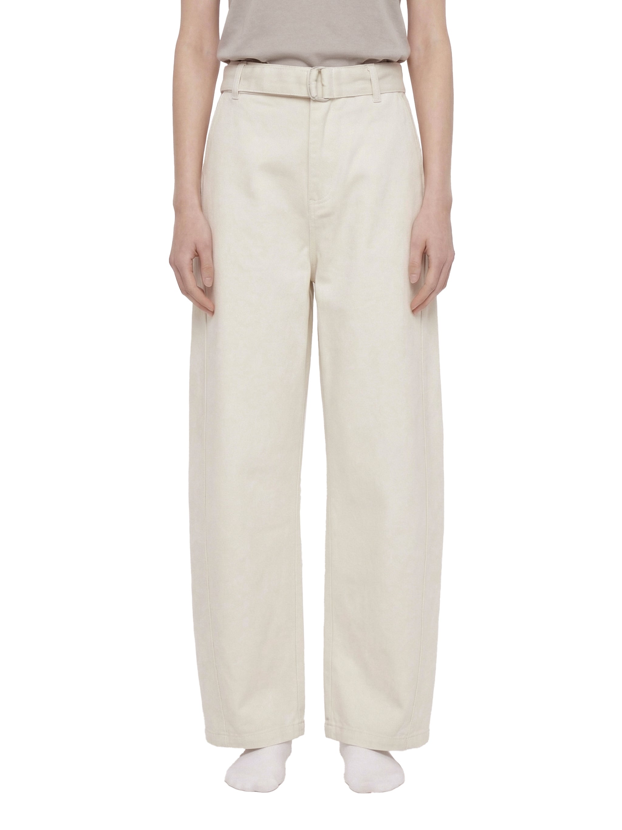 Belted Barrel-leg Chino Pants