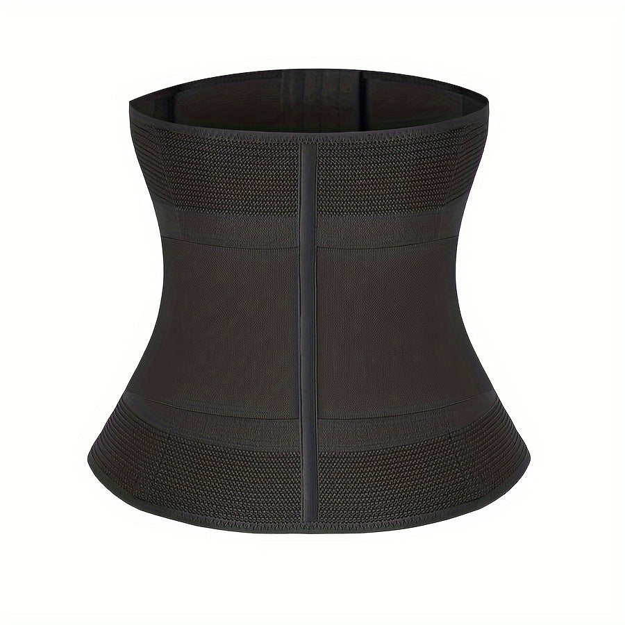 Elegant Black Waist Trainer and Abdominal Wrap with Double HookandEye Closure  Slimming Body Shaper Belt Breathable Polyester Fabric HandWashable Abdominal SupportSleek ShapewearFlexible Fabric