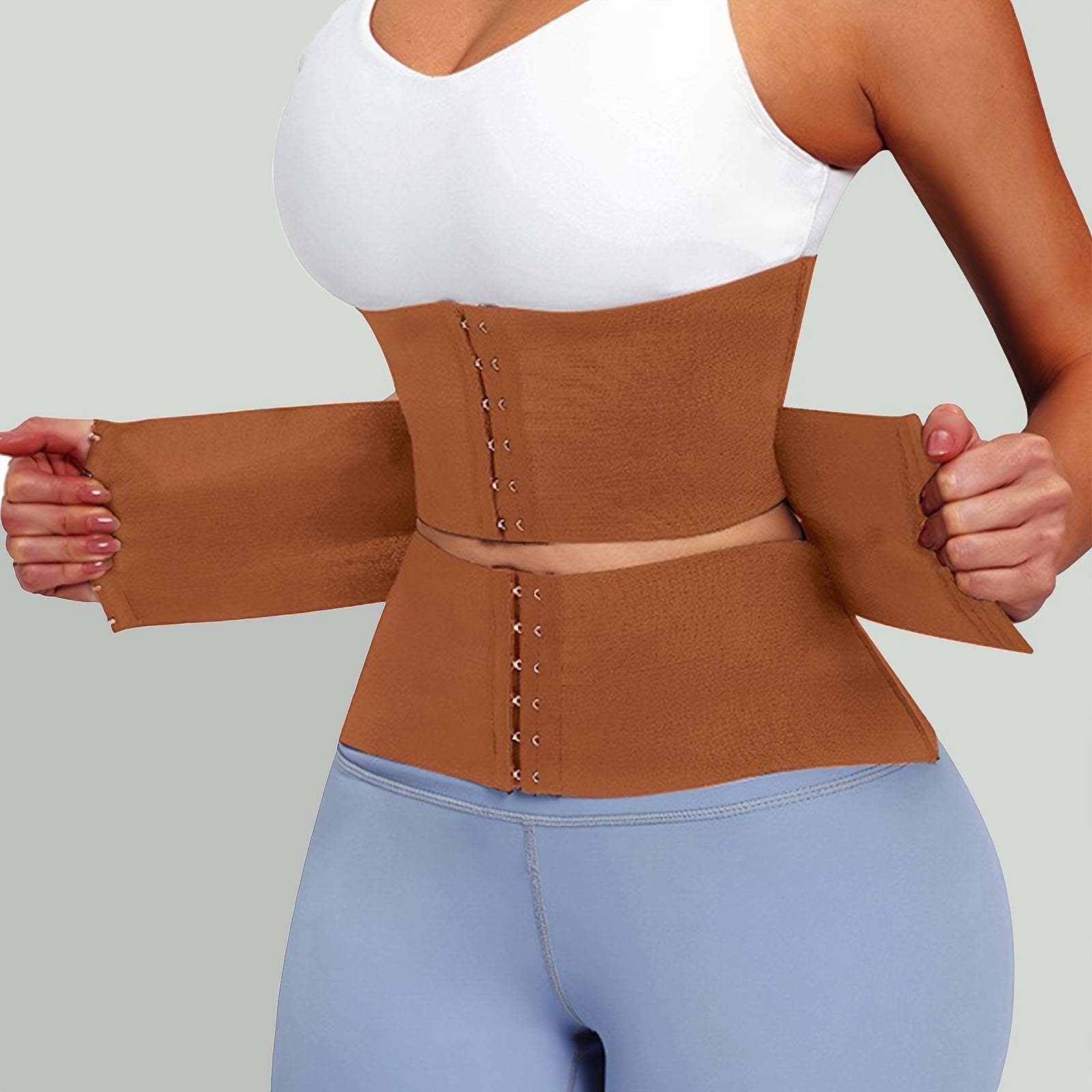 Postpartum Belly Belt Adjustable Tummy Control Waist Trainer with Hook  Eye Closure YogaFriendly Corset for Prenatal  Postpartum BrownBeige Hand Washable
